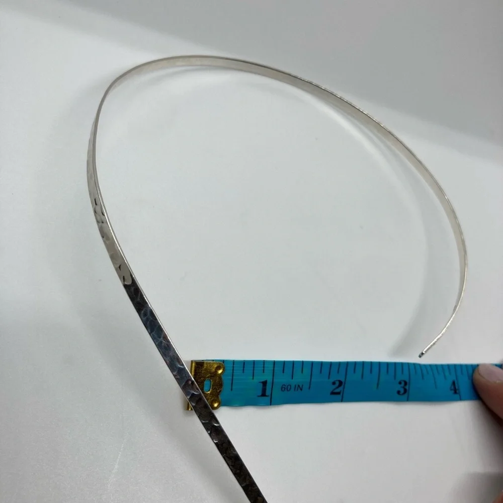 Vtg 925 Sterling Silver Hammered Choker Torc Torque Collar Necklace | 10” + 2.5” - Picture 11 of 14